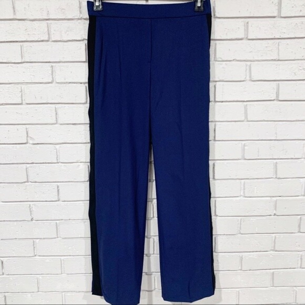 Theory Good Wool Snap Pant Traceable Navy Side Stripe Trousers Quiet Luxury S